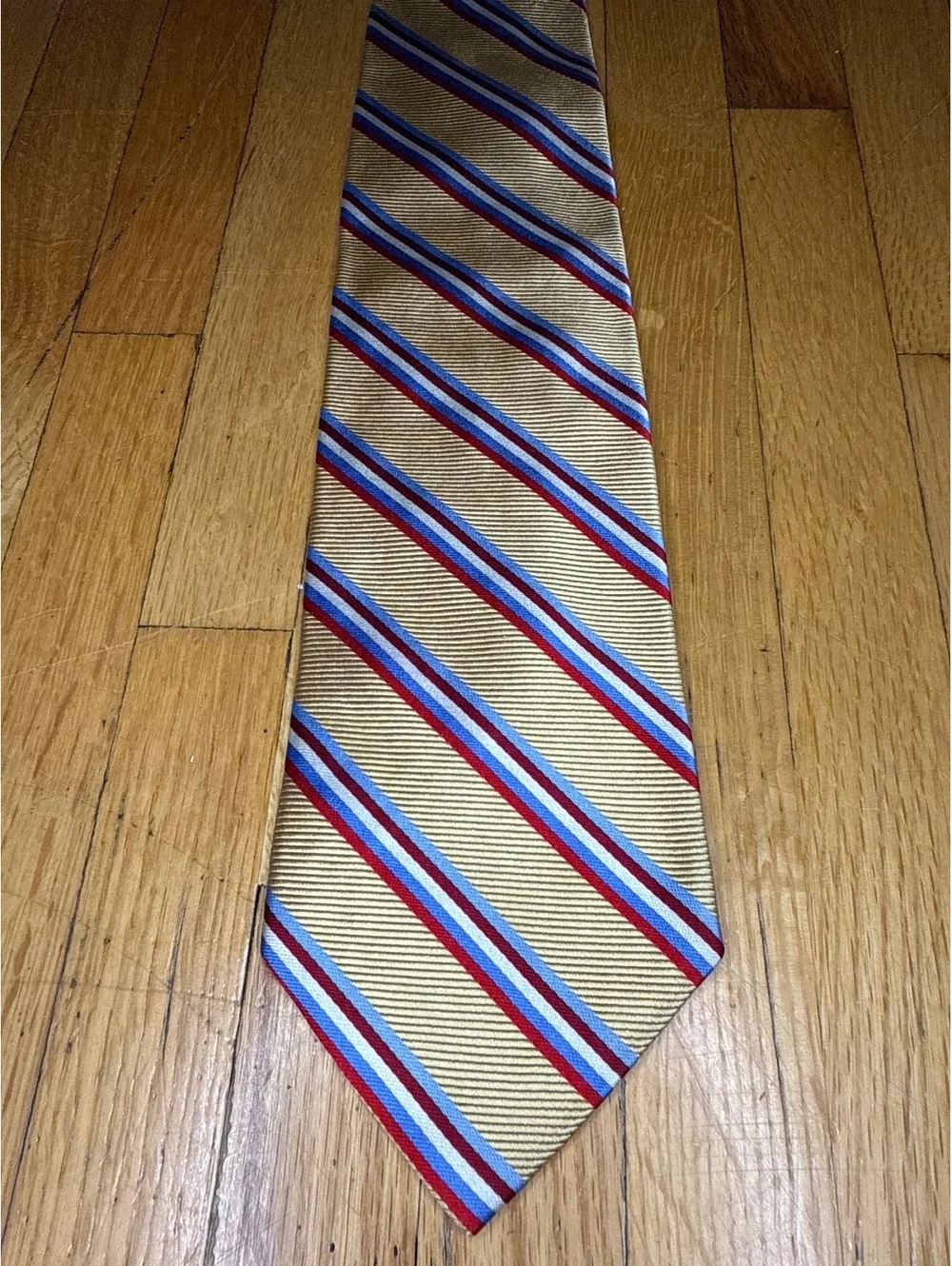 Vintage Brooks Brothers Makers Tie Pure Silk England USA Red Blue Stripe